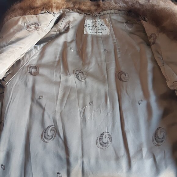 1960s Kosky Beige Mink Vintage Fur Shawl CollarJacket Coat - Picture 13 of 13